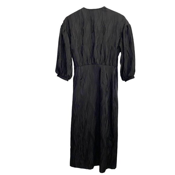 TOPSHOP Jacquard Wrap Midi Dress Black Dressy Formal Cocktail Party Size 6 NWT - Picture 3 of 10